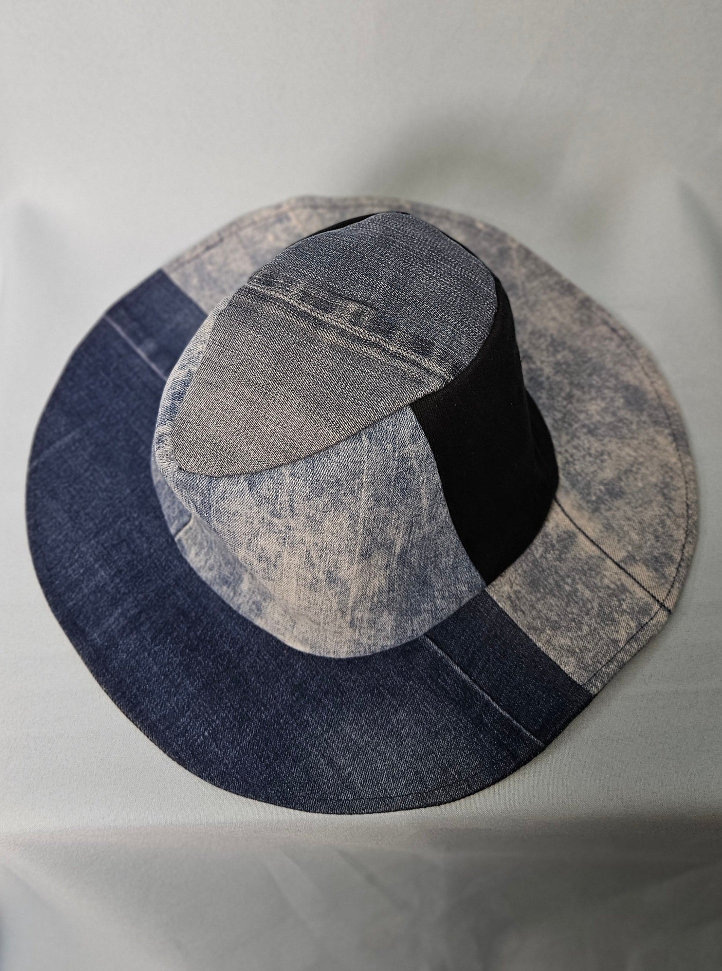 Upcycled denim cowboy hat size L