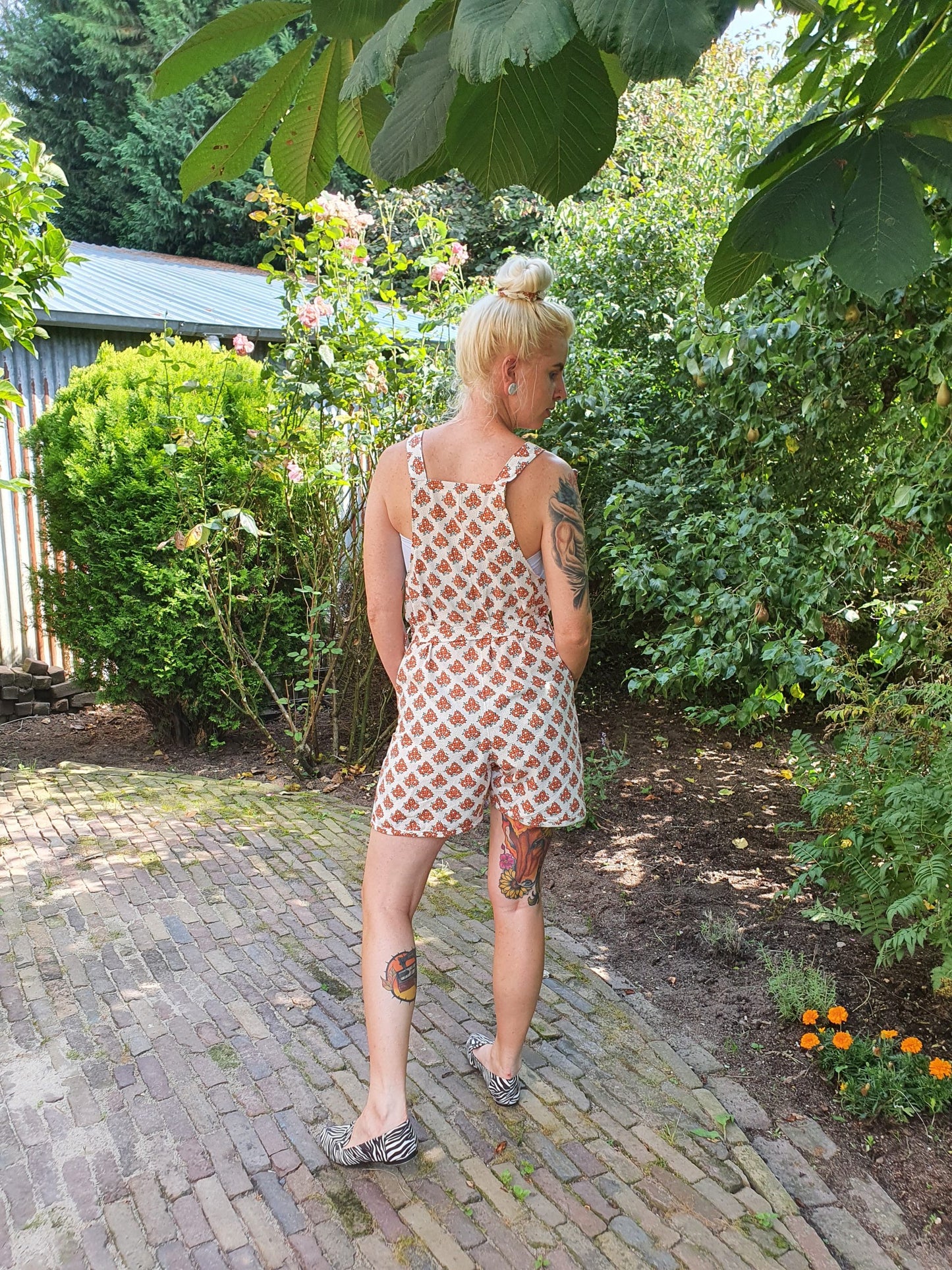 Dungaree Shorts Vintage Floral