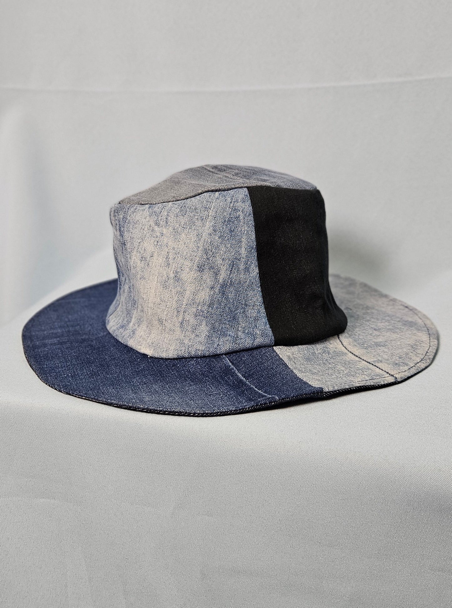 Upcycled denim cowboy hat size L