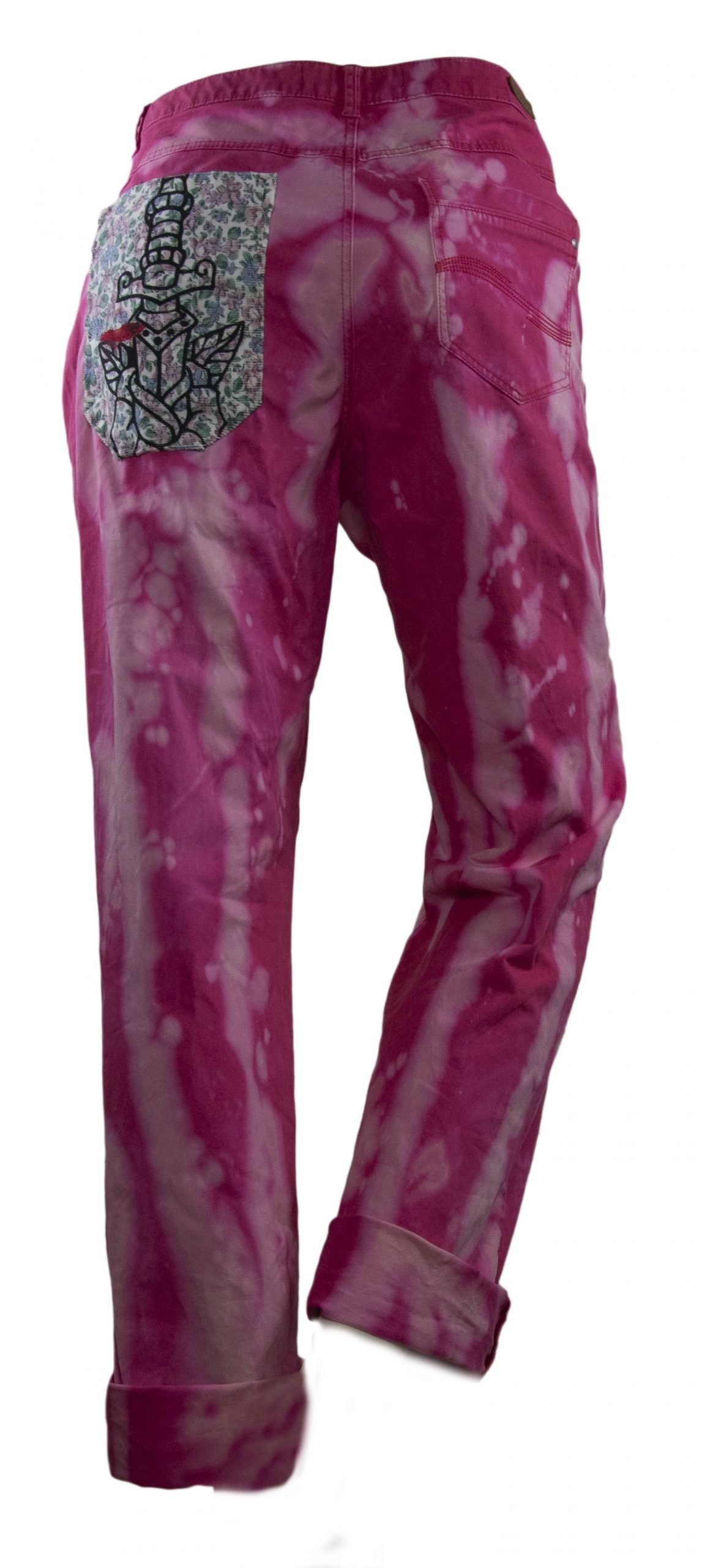 Splatter Print Jeans Pink XL